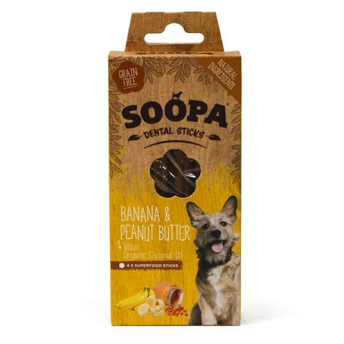View of Soopa Dental Sticks Banana and Peanut Butter 100g - Just Dogs