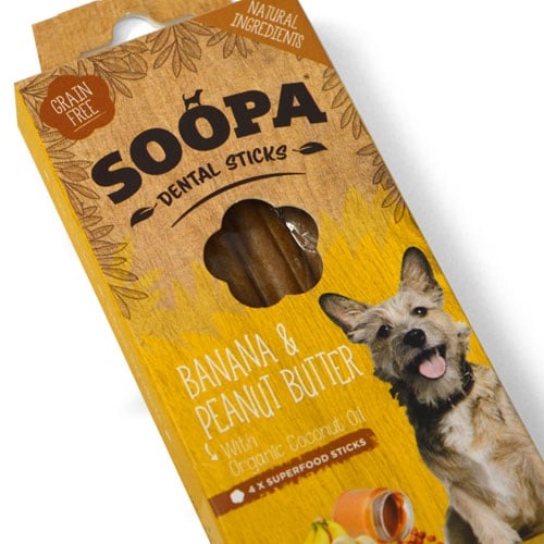 Picture of Soopa Dental Sticks Banana and Peanut Butter 100g - Just Dogs